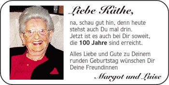 Glückwunschanzeige von Käthe  von Super Sonntag / Super Mittwoch
