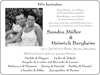 Glückwunschanzeige von Sandra Müller Heinrich Bergheim von Super Sonntag / Super Mittwoch