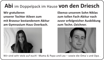 Glückwunschanzeige von Abi von Driesch von Super Sonntag / Super Mittwoch