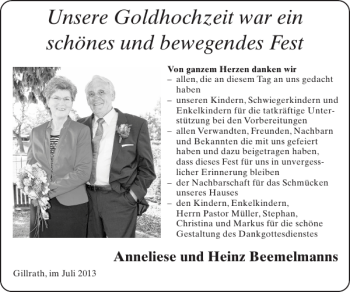 Glückwunschanzeige von Goldhochzeit schönes und bewegendes Fest von Super Sonntag / Super Mittwoch
