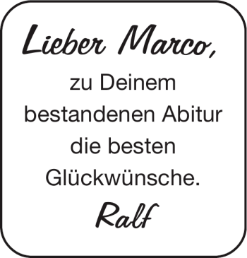 Glückwunschanzeige von Marco  von Super Sonntag / Super Mittwoch