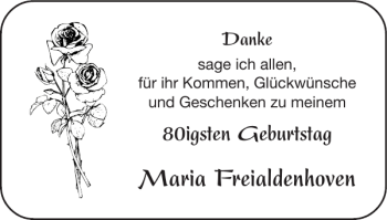 Glückwunschanzeige von Maria Freialdenhoven von Super Sonntag / Super Mittwoch