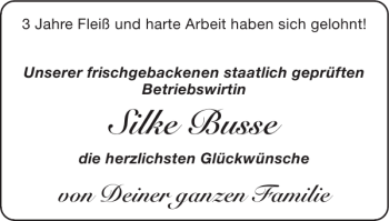 Glückwunschanzeige von Silke Busse von Super Sonntag / Super Mittwoch