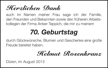 Glückwunschanzeige von Helmut Rosenkranz von Super Sonntag / Super Mittwoch