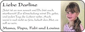 Glückwunschanzeige von Darline  von Super Sonntag / Super Mittwoch