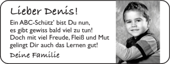Glückwunschanzeige von Denis  von Super Sonntag / Super Mittwoch
