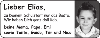 Glückwunschanzeige von Elias  von Super Sonntag / Super Mittwoch