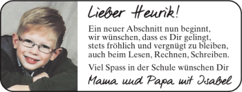 Glückwunschanzeige von Henrik  von Super Sonntag / Super Mittwoch