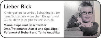 Glückwunschanzeige von Rick  von Super Sonntag / Super Mittwoch