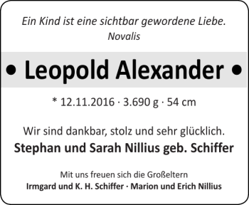 Glückwunschanzeige von Leopold Alexander von Aachener Zeitung / Aachener Nachrichten