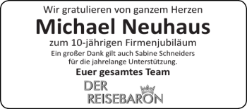 Glückwunschanzeige von Michael Neuhaus von Aachener Zeitung / Aachener Nachrichten