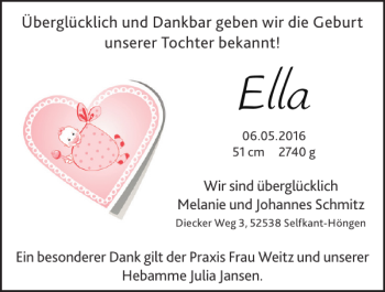 Glückwunschanzeige von Ella  von Super Sonntag / Super Mittwoch