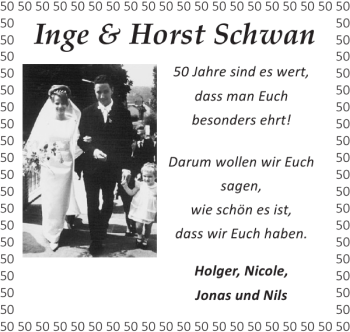 Glückwunschanzeige von Inge Horst Schwan von Super Sonntag / Super Mittwoch