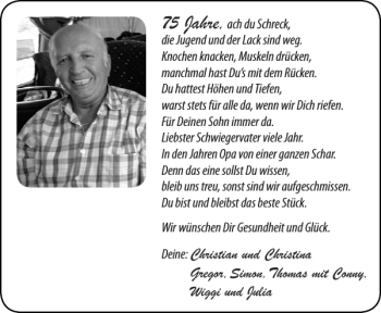 Glückwunschanzeige von 75 Jahre von Aachener Zeitung / Aachener Nachrichten
