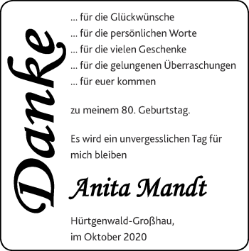 Glückwunschanzeige von Anita Mandt von Zeitung am Sonntag