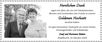 Glückwunschanzeige von Josef und Marianne Küsters von Zeitung am Sonntag