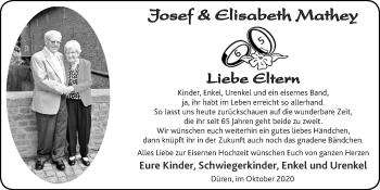 Glückwunschanzeige von Jose und Elisabeth Mathey von Zeitung am Sonntag