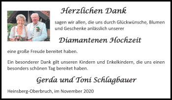 Glückwunschanzeige von Gerda und Toni Schlagbauer von Zeitung am Sonntag