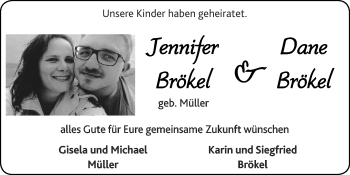 Glückwunschanzeige von Jennifer und Dane Brökel von Zeitung am Sonntag