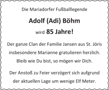 Glückwunschanzeige von Adolf Adi Böhm von Aachener Zeitung / Aachener Nachrichten