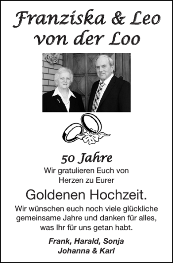 Glückwunschanzeige von Franziska Leo von der Loo von Super Sonntag / Super Mittwoch