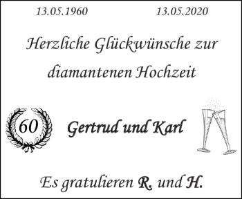 Glückwunschanzeige von Gertrud und Karl Es R. und H  von Aachener Zeitung / Aachener Nachrichten