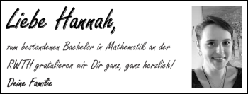 Glückwunschanzeige von Hannah  von Super Sonntag / Super Mittwoch