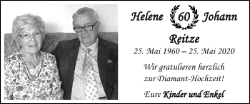 Glückwunschanzeige von Helene Johann Reitze von Super Sonntag / Super Mittwoch