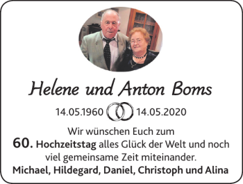 Glückwunschanzeige von Helene und Anton Boms von Super Sonntag / Super Mittwoch