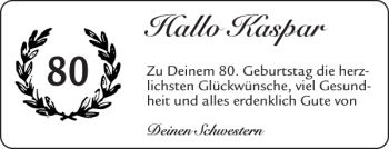 Glückwunschanzeige von Kaspar  von Aachener Zeitung / Aachener Nachrichten