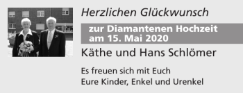 Glückwunschanzeige von Käthe und Hans Schlömer von Aachener Zeitung / Aachener Nachrichten