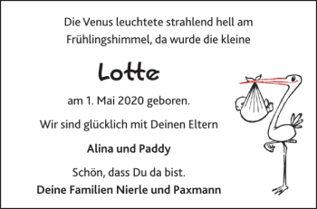 Glückwunschanzeige von Lotte  von Aachener Zeitung / Aachener Nachrichten
