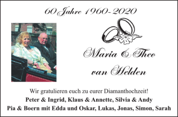 Glückwunschanzeige von Maria Theo van Helden von Aachener Zeitung / Aachener Nachrichten