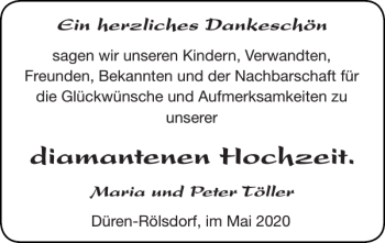 Glückwunschanzeige von Maria und Peter Töller von Super Sonntag / Super Mittwoch