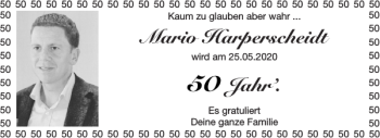 Glückwunschanzeige von Mario Harperscheidt von Aachener Zeitung / Aachener Nachrichten