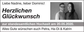Glückwunschanzeige von Nadine Dominic Petra Ha-Di Katrin von Aachener Zeitung / Aachener Nachrichten