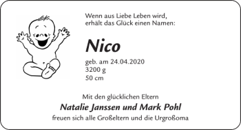 Glückwunschanzeige von Nico  von Super Sonntag / Super Mittwoch