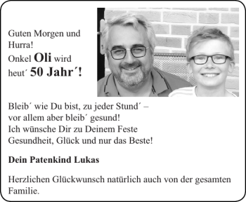 Glückwunschanzeige von Oli  von Aachener Zeitung / Aachener Nachrichten
