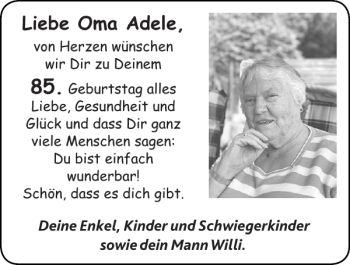 Glückwunschanzeige von Oma Adele von Super Sonntag / Super Mittwoch
