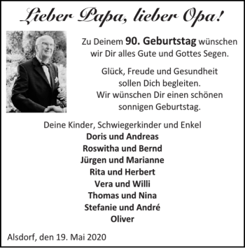Glückwunschanzeige von Papa Opa von Super Sonntag / Super Mittwoch