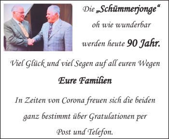 Glückwunschanzeige von Schümmerjonge  von Aachener Zeitung / Aachener Nachrichten