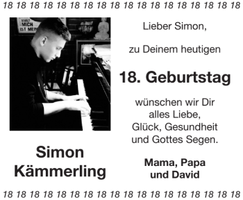 Glückwunschanzeige von Simon Kämmerling von Aachener Zeitung / Aachener Nachrichten