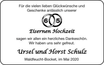 Glückwunschanzeige von Ursel und Horst Schulz von Super Sonntag / Super Mittwoch