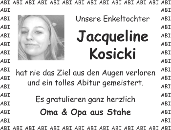 Glückwunschanzeige von Jacqueline Kosicki von Zeitung am Sonntag