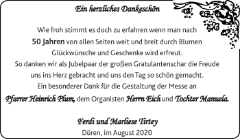 Glückwunschanzeige von Ferdi und Marliese  von Zeitung am Sonntag