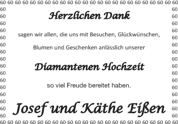 Glückwunschanzeige von Josef und Käthe Eißen von Zeitung am Sonntag