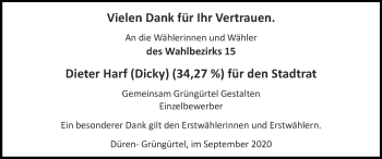 Glückwunschanzeige von Dieter Harf von Zeitung am Sonntag