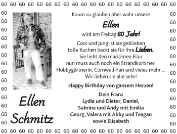 Glückwunschanzeige von Ellen Schmitz von Zeitung am Sonntag