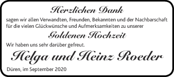 Glückwunschanzeige von Helga und Heinz Roeder von Zeitung am Sonntag
