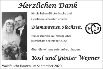 Glückwunschanzeige von Rosi und Günter Wepner von Zeitung am Sonntag
